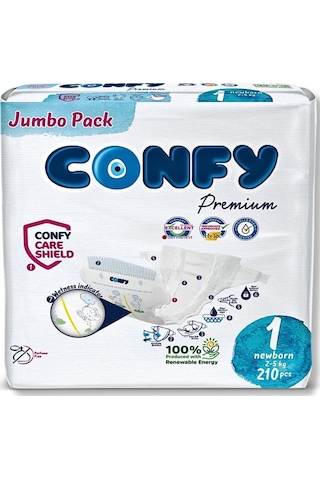 Confy Premium 1 Numara Bebek Bezi Yenidoğan 2 - 5 kg 210 Adet