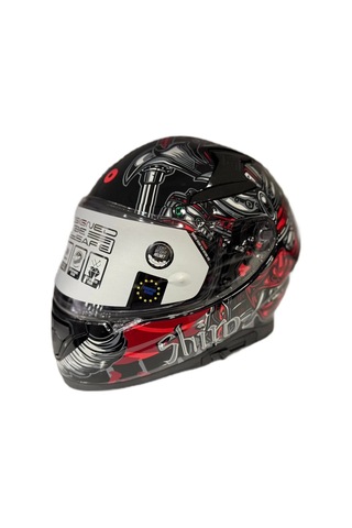 Shiro Katana Sv Samurai Kapalı Kask Kırmızı - Siyah