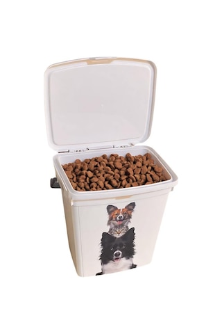 Evcil Hayvan Mama Kovası, Kapaklı Kulplu Kedi Köpek Mama Saklama Kabı Kutusu 6lt