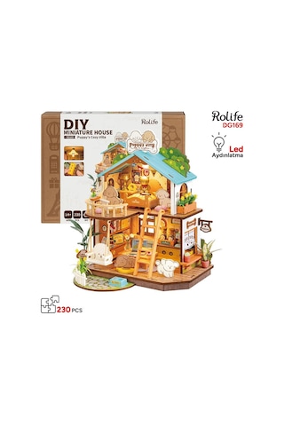 Rolife Dg169 Yavru Köpeğin Sevimli Evi Puppy's Cozy Villa Dıy Minyatür Maket Modelset Mini Dollhouse 3d Model Kit Detaylı Dekoratif Hobi Seti 3d Puzzle Tiny House