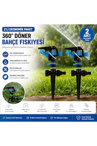 2'li 360 Derece Döner Bahçe Fıskiyesi Seti Ayarlanabilir Çim Sulama Sprinkleri Bahçe Sulama Aparatı
