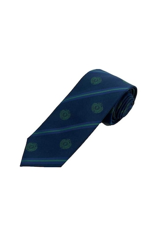 - Brianze 8 Cm Lacivert Yeşil Çizgili Arma Desenli Kravat Lacivert - Yeşil