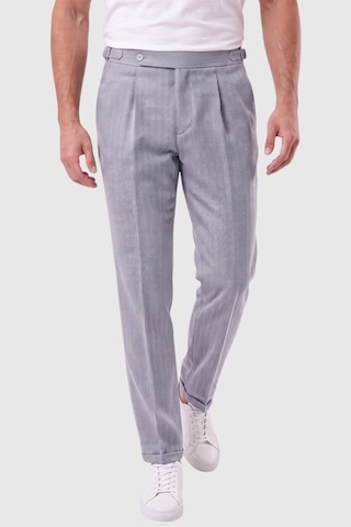 Deepsea Erkek Mavi Safari Ceketli Slim Fit 2'li Takım Elbise Pileli Duble Paça Pantolon 2600723
