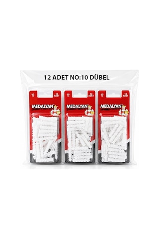 Medalyan Dl-48 Beyaz Plastik Dübel No 10 - 12 Adet- 12'li Paket Diğer