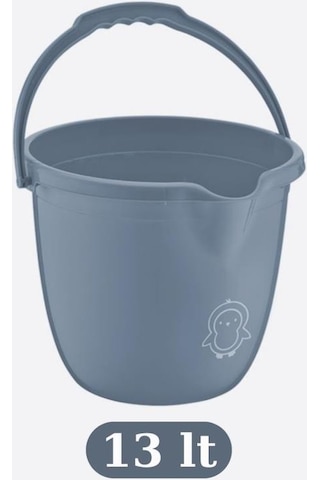 Flosoft Bebek Banyo Su Kovası Ve Maşrapası 2 Li Set, Saplı Oluklu Kova 13lt Ve Maşrapa 1,5lt Mavi