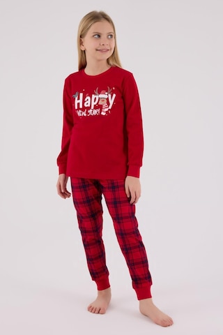 Rolypoly Kız Çocuk Uzun Kol Pijama Takım Kırmızı-1763 Kırmızı