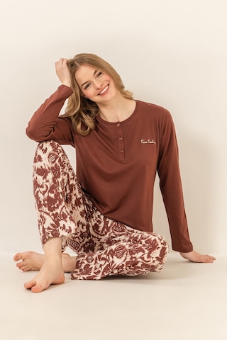 Pierre Cardin Kadın Kahverengi Uzun Kol Pijama Takım Pc9264-s-v1 Pc9264-s-v1