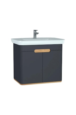 VitrA Sento 80Cm Mat Antrasit Banyo Dolabı Alt Modül Ve Lavabo 60 Antrasit