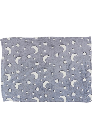 Xiyyadms Gri Ay Desenli Parlak Flannel Battaniye - Işık Veren, Hafif Ve Nem Geçirgen - 1x1.5m Kutulu Çocuklar İçin Uyku Koltuk K覆盖物 Gri