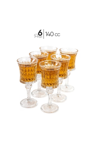 Mest 6 Adet Ayaklı Kahve Yanı Su Bardağı Seti Sade 140 Cc Sade