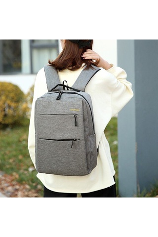 Samdoo Erkek İş & Spor Çift Askılı Çanta, Logo Baskılı, 3'lü Set, Büyük Hacim, Dayanıklı Kumaş, Gri 45x15x28 Cm Gri