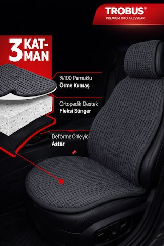 Premium Series Universal Ön Ve Arka Oturak 5 Parça Koltuk Minder Seti Füme