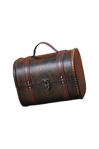 Homyl Biblo Kutusu Menteşeli Hazine Sandığı Süs Ahşap Siyah Kahverengi