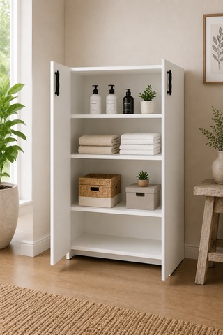 Renazzo %100 Mdf Çok Amaçlı Dolap Mutfak Banyo Balkon Antre Beyaz