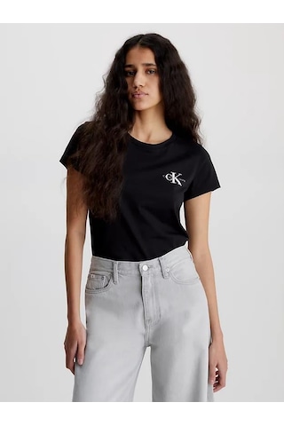 Calvin Klein Kadın T-shirt Ck Logo Siyah