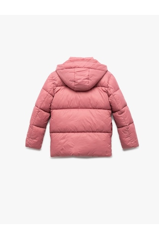 Koton Uzun Kollu Çıtçıt Kapamalı Kapşonlu Şişme Mont Pembe 6wkg00028aw Gül