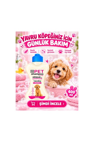 Puppy Yavru Köpek Şampuanı 400 Ml Hassas Ciltler İçin Nazik Temizlik Yumuşak Ve Parlak Tüy Görünümü
