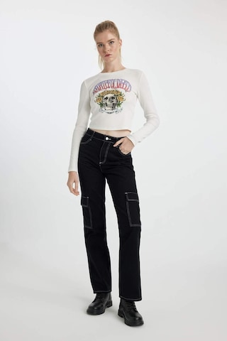 DeFacto Coool Straight Fit Gabardin Pantolon Kargo Cepli Yüksek Bel B0458AX23AUBK27 Siyah