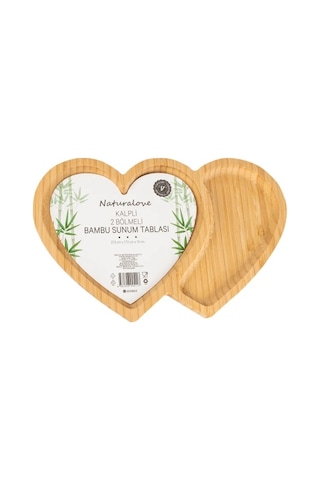 Naturalove Bambu Sunum Tabağı - Kalpli / 2 Bölmeli
