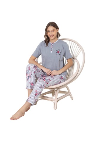 Abbas Erdem Erdem Kısa Kollu Pijama Takımı Dfn005 Gri