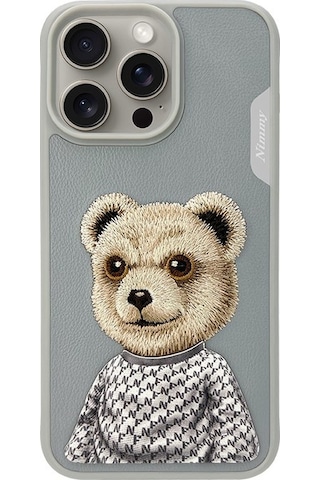 Nımmy Apple Uyumlu iPhone 15 Gri Bear Series Telefon Kılıfı