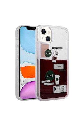 Apple Uyumlu iPhone 13 Kılıf Desenli Sıvılı Zore Drink Silikon Kapak NO2