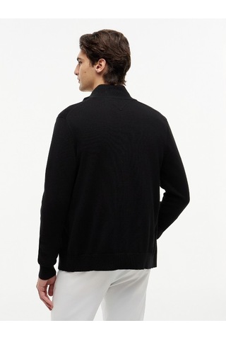 Tommy Hilfiger Essentıal Cotton Zıp Thru Erkek Siyah Kazak - Mw0mw36517