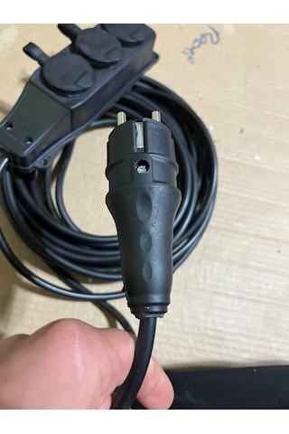 10 Metre Siyah Kauçuk Üçlü 3lü Priz Topraklı 3x1.5 Tam Kesit Kablo 1
