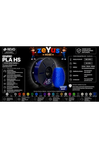 Generic Pla Hs Hyper Speed Filament Şeffaf Mavi 1.75 Mm 1000 Gr