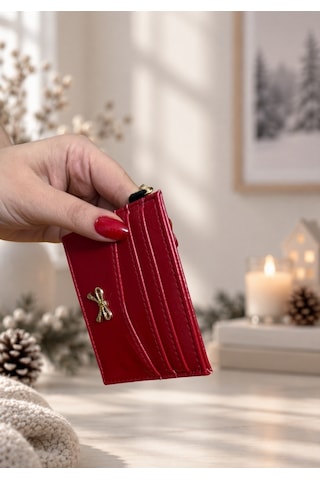Elpida Bags Kadın Fiyonk Detaylı El Askılı Kartlık Kırmızı