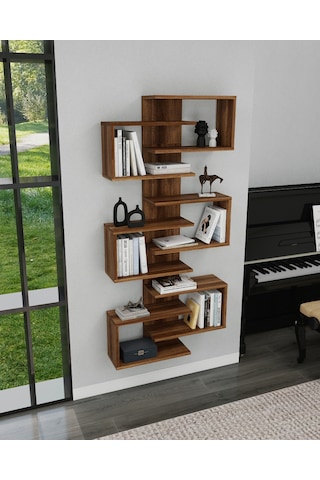 Arnetti Lotus Kitaplık Ve Duvar Rafı Ceviz