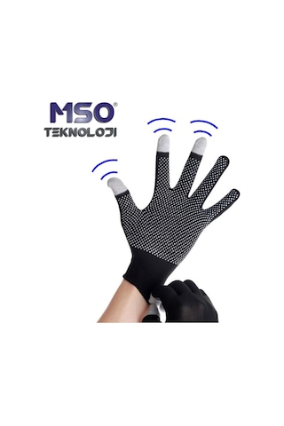 MSO Dokunmatik Hassasiyetli Silikon İç Yüzeyli Kaymaz Eldiven Siyah