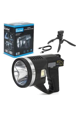 Watton Wt-416 Tripod Şarjlı Güvenlik Feneri Siyah