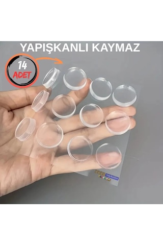Mobilya Dolap Kapağı Ses Önleyici Cam Kesme Tahtası Ayağı Şeffaf Yapışkanlı Stoper Ayak 14 Adet