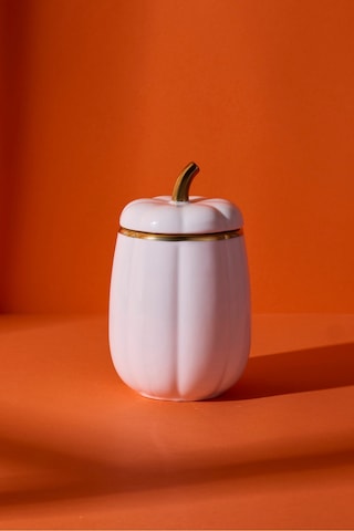 Kabak Porselen S Kapaklı Kavanoz 13x8.5 Cm Beyaz Beyaz