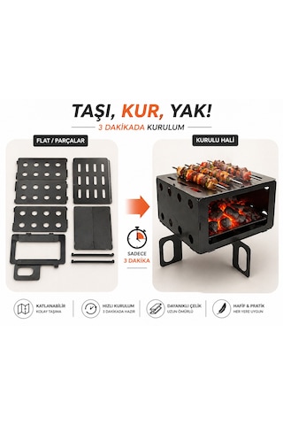 Taşınabilir Katlanabilir Kamp Ocağı Mangal Paslanmaz Çelik Outdoor Bbq Izgara, Portatif Piknik Ve Kamp Izgarası Metal