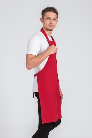 Erkek Boyundan Asmalı Barista Şef Mutfak Önlüğü Kırmızı