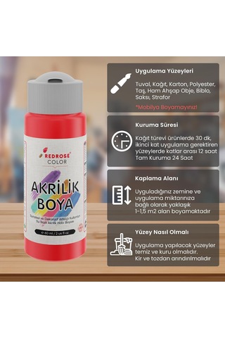 Lexroo Kırmızı Akrilik Boya 60ml