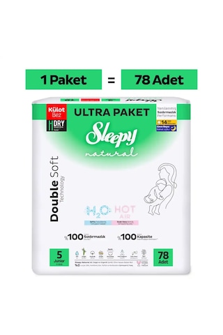 Sleepy Natural Double Soft Ultra Paket Külot Bez 5 Numara Junior 78 Adet