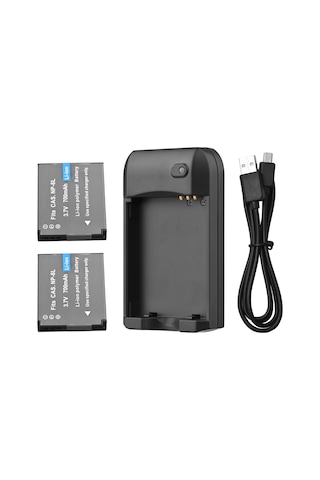 Geeksen Np-6l Pil Şarj Aleti + 2 Adet 3.7v 700mah Np-6l Pil, Micro Usb Şarj Kablosu Dahil
