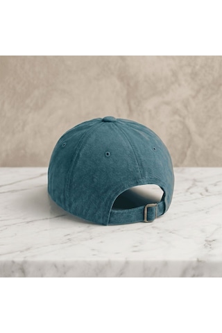 Bk Gift Kişiye Özel İsim Nakışlı Vintage Turkuaz Beyzbol Şapkası Unisex Eskitme Kumaş Metal Tokalı