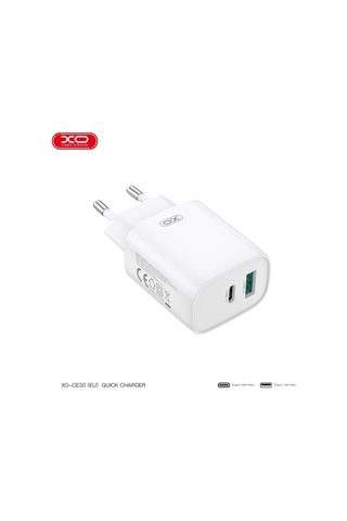 Delux Serisi Elektronik Priz Adaptörü Duvar Tipi Xo Ce30 30w Pd & Qc 3.0 Hızlı Şarj Cihazı
