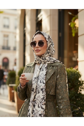 Vivid Floral Desen Pure Touch Koton Şal 75x185cm Çok Renkli