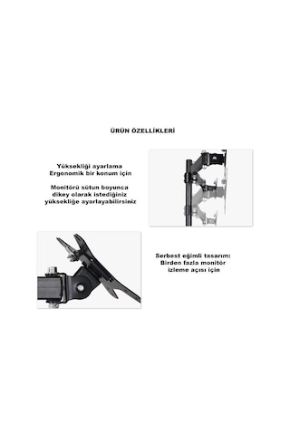 Dailytech Masaüstü Ayarlanabilir 14-32” Çift Kol Monitör Tutucu