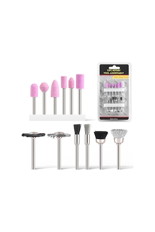 Yifomall 12 Adet 3mm Uç Çaplı Elektrikli Freze Aksesuar Seti - Taşlama, Kesme Ve Parlatma İçin Zımpara Ve Fırça Uçları