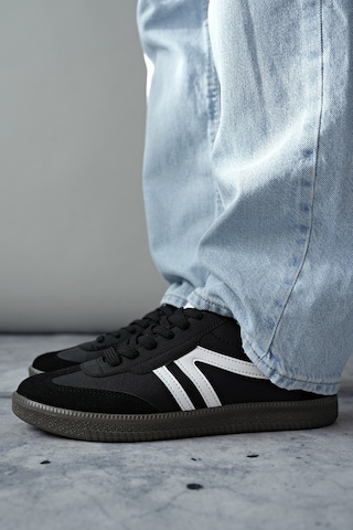 Muggo Garcia Garantili Unisex Ortopedik Günlük Bağcıklı Yürüyüş Koşu Sneaker Spor Ayakkabı Siyah