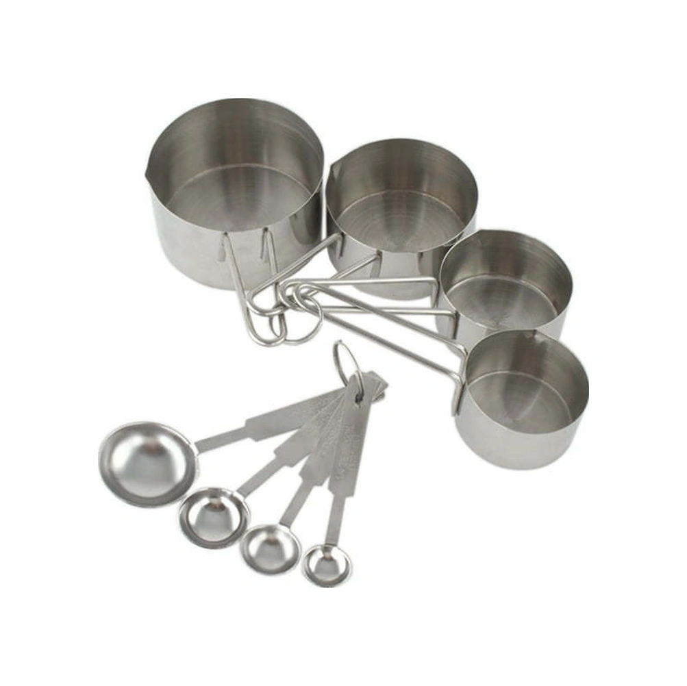Konesam Stokelebilir 8 Parça Paslanmaz Çelik Ölçü Kase Ve Kaşık Seti - Pişirme Ve Pastacılık İçin Dayanıklı Ölçü Araçları