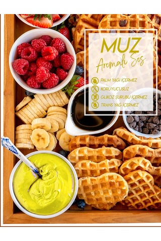 Güllüoğlu Muz Aromalı Sos - Waffle & Krep & Pankek & Tatlı & Dondurma & Kruvasan Sos - 300 Gr / 225 Ml