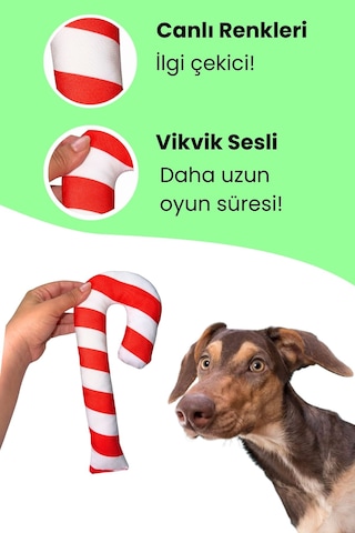 Havhav Yılbaşı Temalı Baston Şeker Köpek Oyuncağı