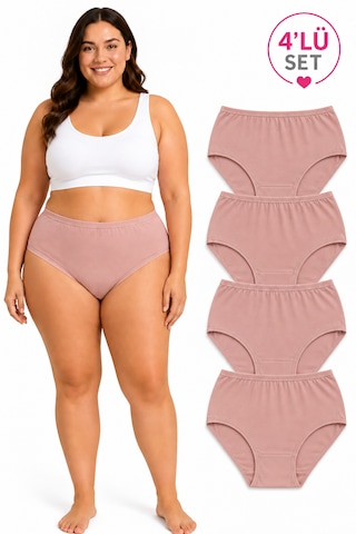 İpeksi Collection %100 Pamuklu Yüksek Bel Bato Günlük Külot 4lü Paket Gül Pembe